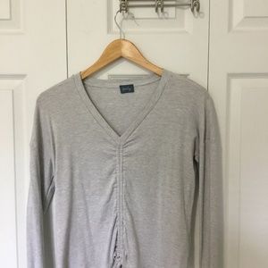 Ruched front light blue shirt